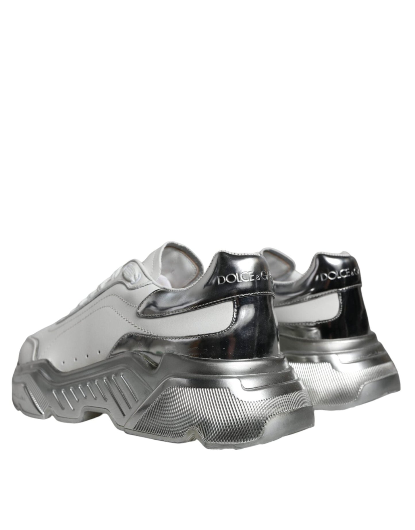 Dolce & Gabbana White Silver Daymaster Low Top Sneakers Shoes - SMARTMARTNZ