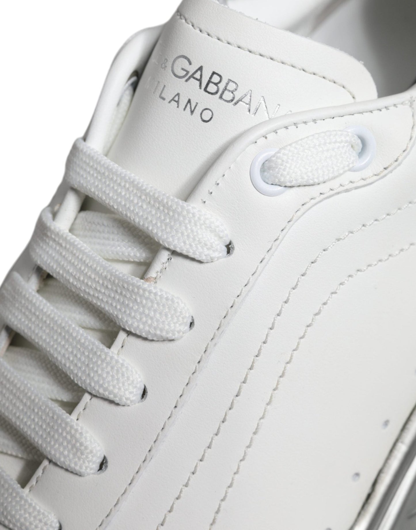 Dolce & Gabbana White Silver Daymaster Low Top Sneakers Shoes - SMARTMARTNZ