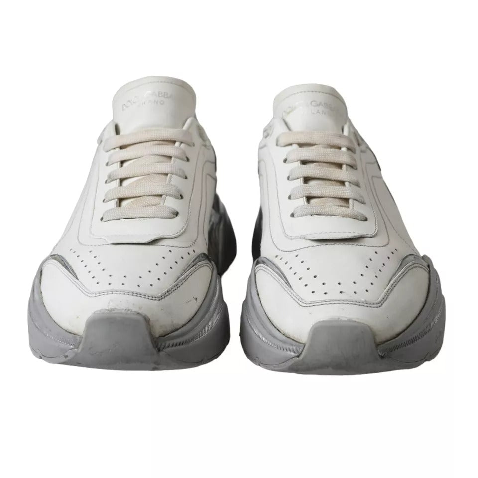 Dolce & Gabbana White Silver Daymaster Low Top Sneakers Shoes - SMARTMARTNZ