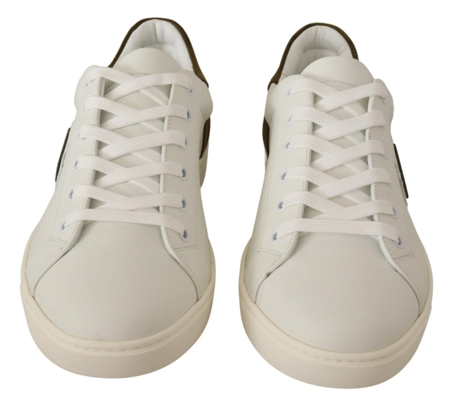 Dolce & Gabbana White Suede Leather Mens Low Tops Sneakers - SMARTMARTNZ