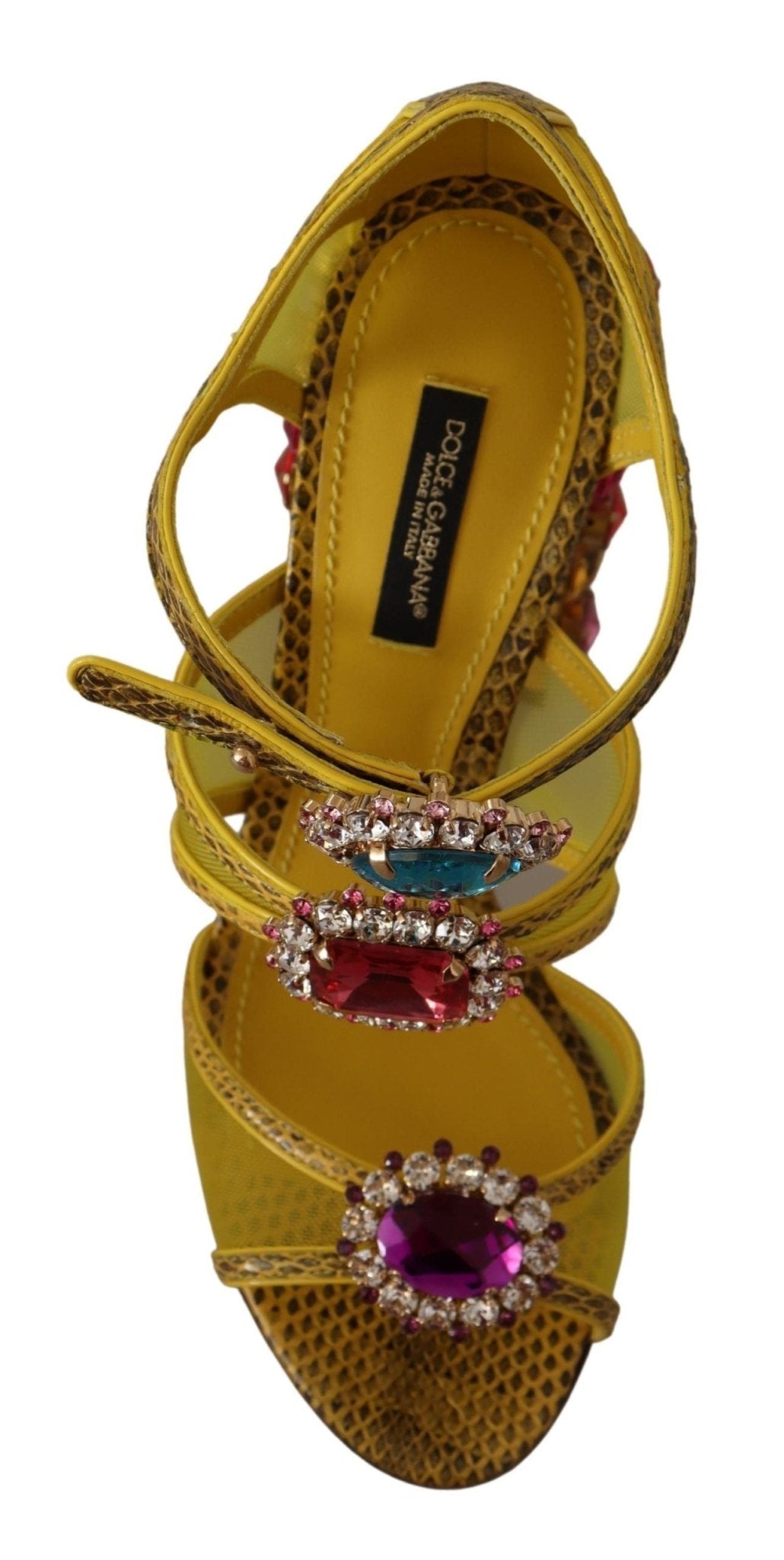 Dolce & Gabbana Yellow Leather Crystal Ayers Sandals Shoes - SMARTMARTNZ