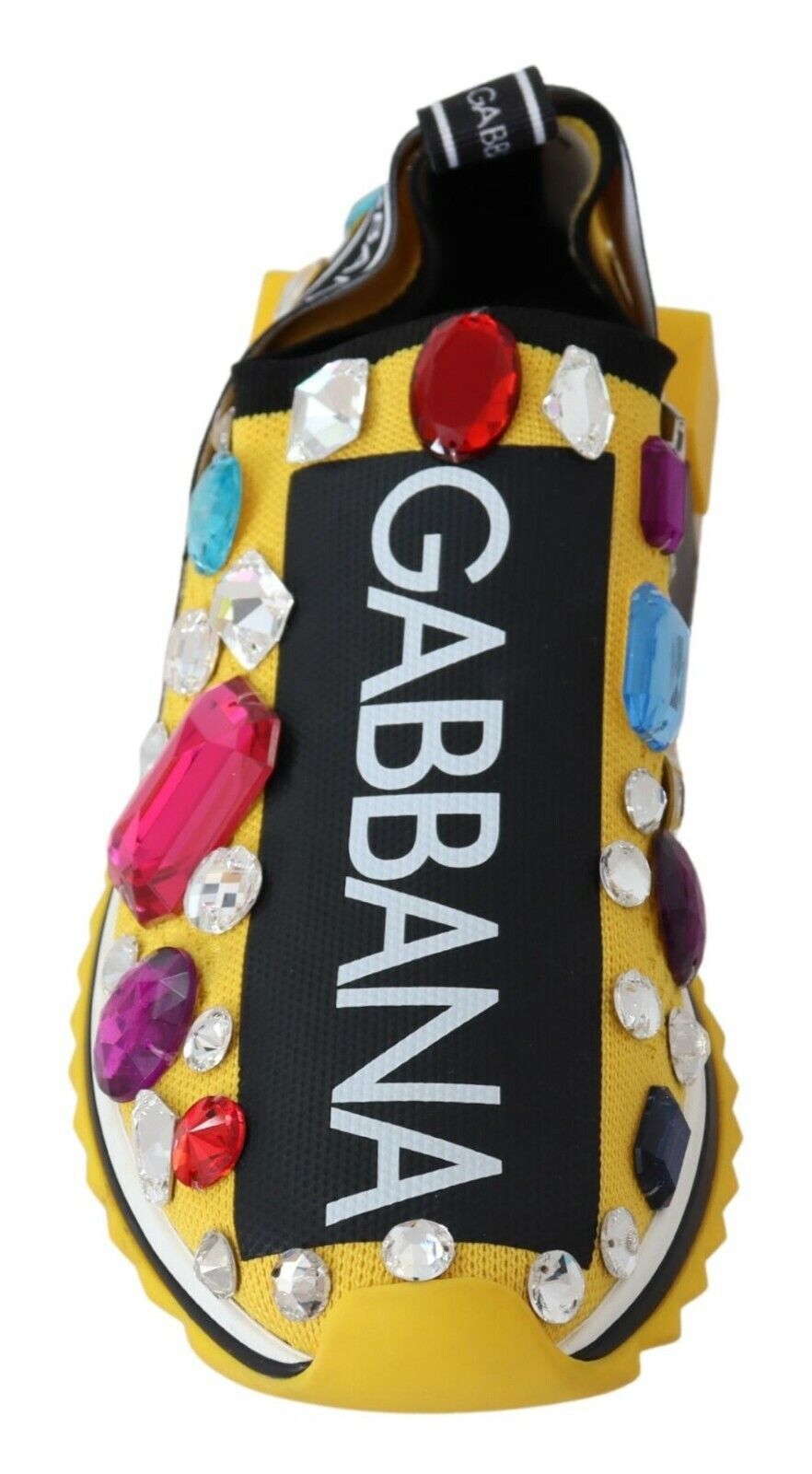 Dolce & Gabbana Yellow Multicolor Crystals Sneakers Shoes - SMARTMARTNZ