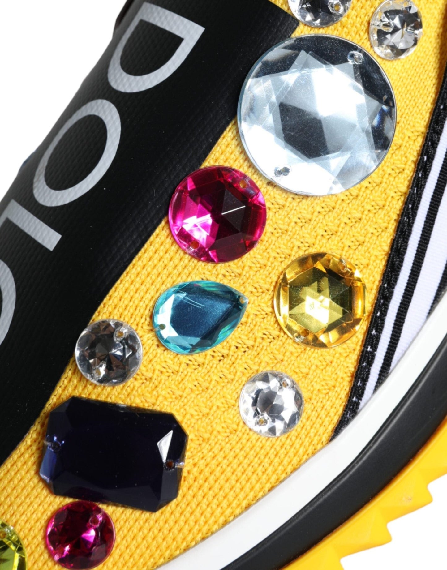 Dolce & Gabbana Yellow Sorrento Crystals Sneakers Womens Shoes - SMARTMARTNZ