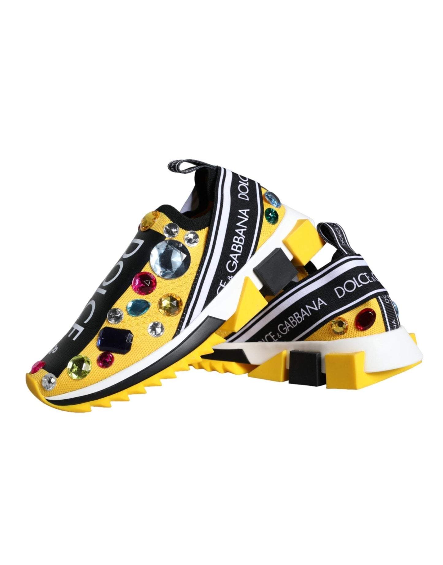Dolce & Gabbana Yellow Sorrento Crystals Sneakers Womens Shoes - SMARTMARTNZ