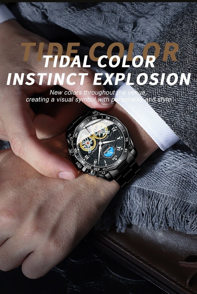 Double Men's Non - fully Automatic Machine Hollow Mechanical Watch Multi - function - SMARTMARTNZ