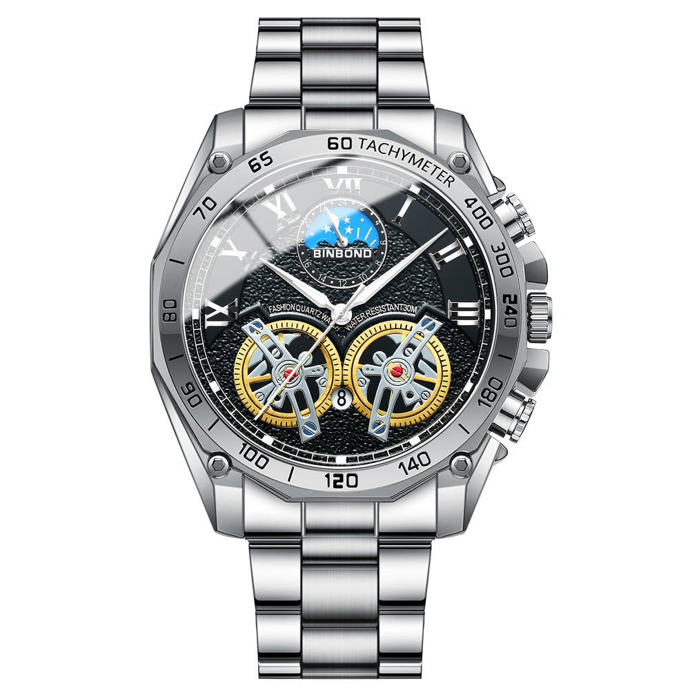 Double Men's Non - fully Automatic Machine Hollow Mechanical Watch Multi - function - SMARTMARTNZ