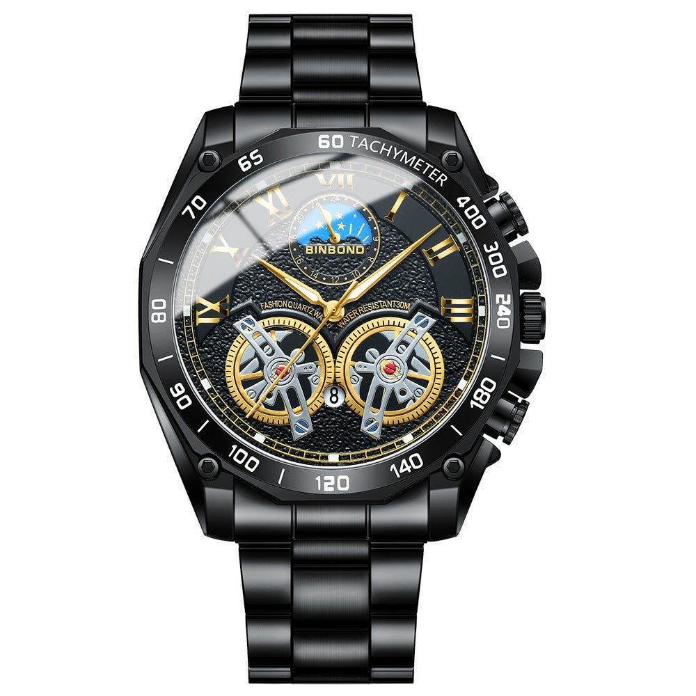 Double Men's Non - fully Automatic Machine Hollow Mechanical Watch Multi - function - SMARTMARTNZ