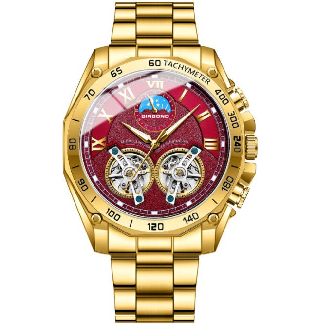 Double Men's Non - fully Automatic Machine Hollow Mechanical Watch Multi - function - SMARTMARTNZ
