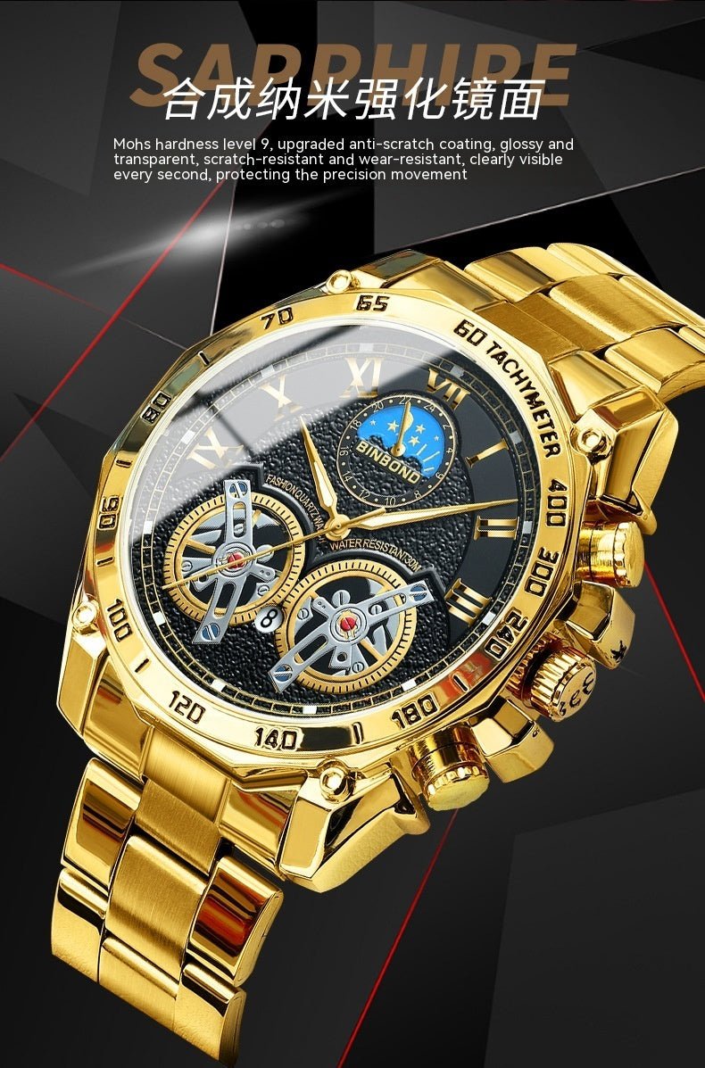 Double Men's Non - fully Automatic Machine Hollow Mechanical Watch Multi - function - SMARTMARTNZ