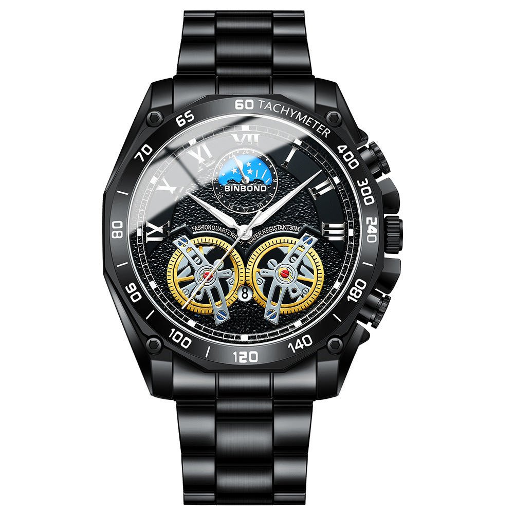 Double Men's Non - fully Automatic Machine Hollow Mechanical Watch Multi - function - SMARTMARTNZ