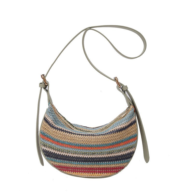 Fashion Rainbow Straw Tote Women's Casual Shoulder Messenger Bag - SMARTMARTNZ
