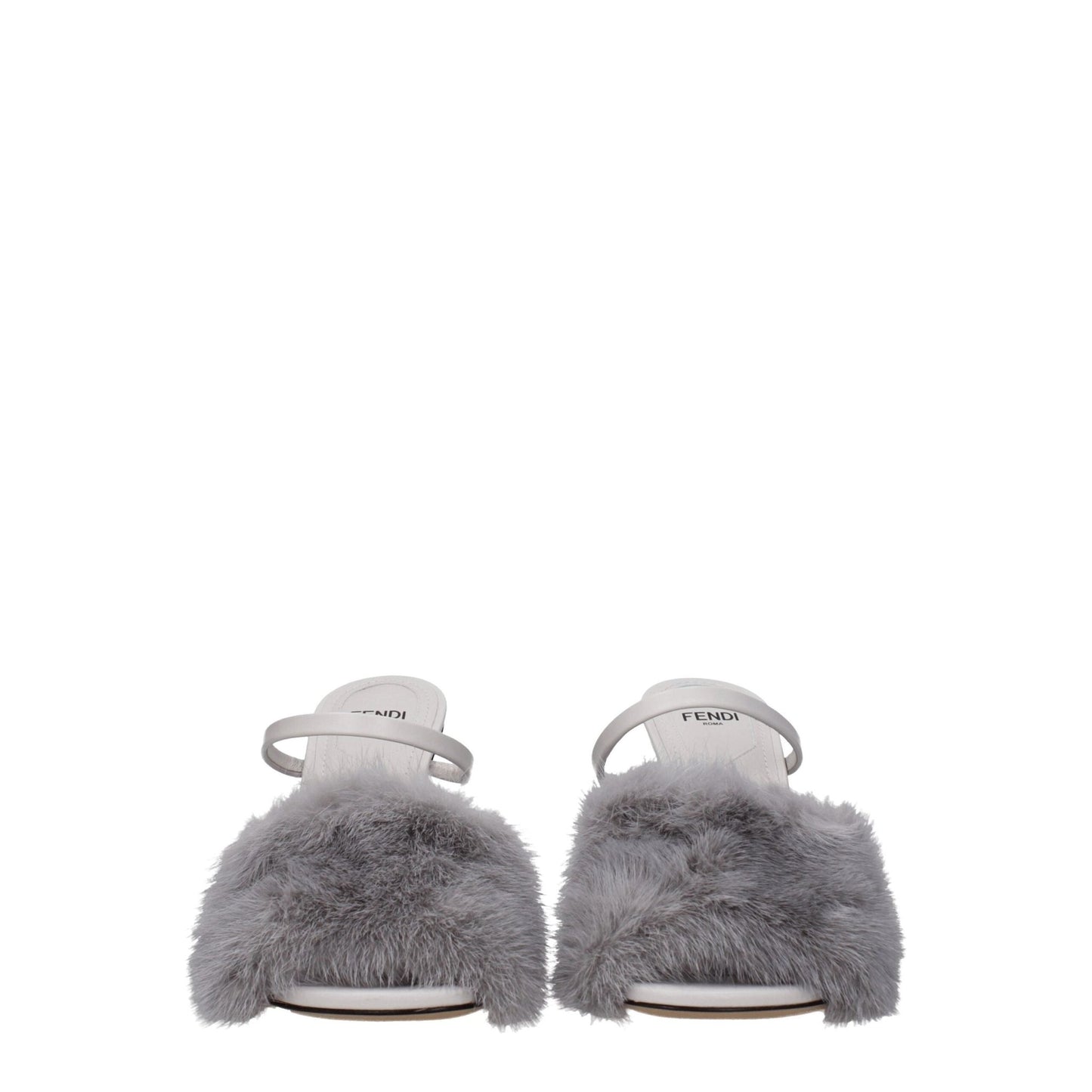 Fendi Gray Mink Slippers Sandals - SMARTMARTNZ