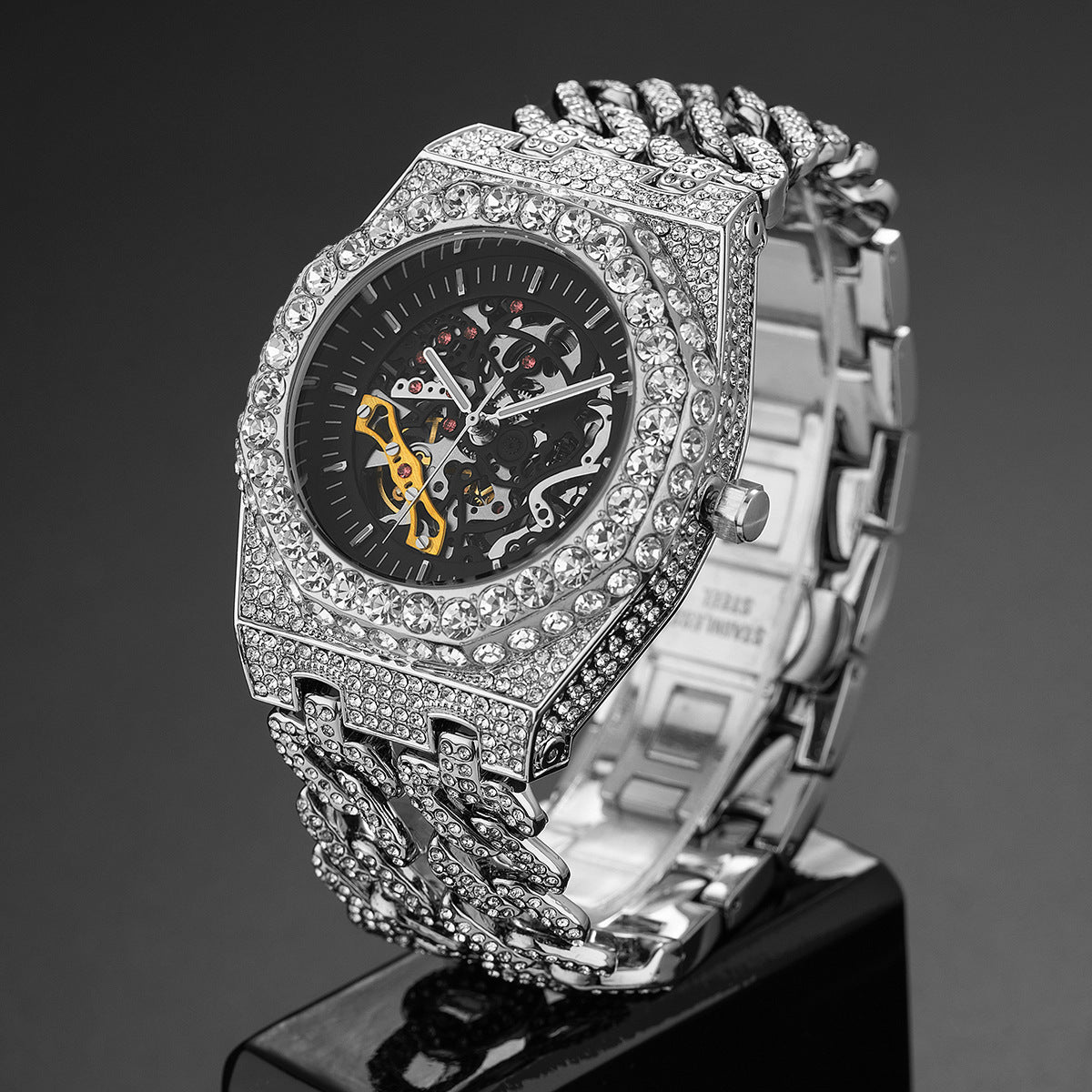 Full Diamond Cuban Link Automatic Mechanical Watch – Hip Hop Luxury - SMARTMARTNZ