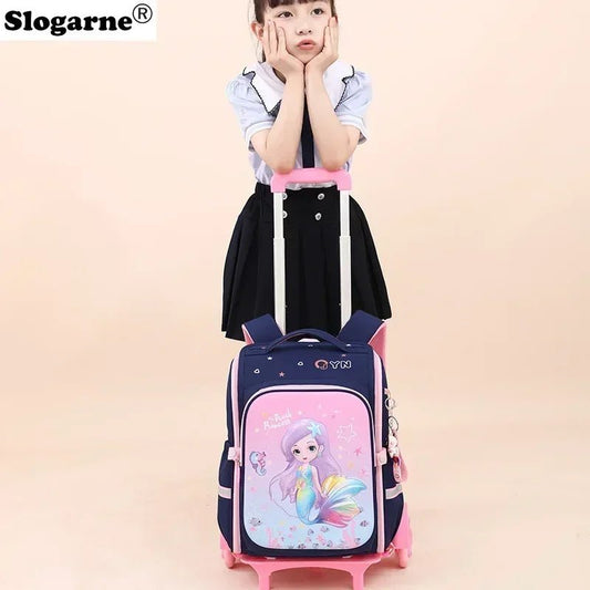 Girls & Boys Rolling Backpack – School Trolley Bag with Adjustable Handle - SMARTMARTNZ