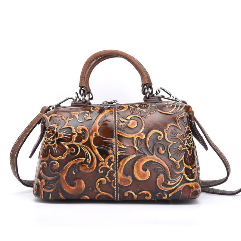 Handcrafted Leather Handbag with Personalized Print Top - Quality Cowhide | Stylish, Functional & One - of - a - Kind - SMARTMARTNZ