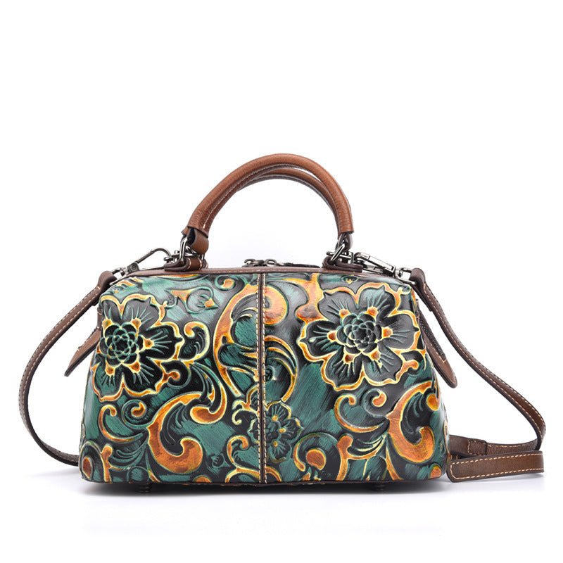 Handcrafted Leather Handbag with Personalized Print Top - Quality Cowhide | Stylish, Functional & One - of - a - Kind - SMARTMARTNZ