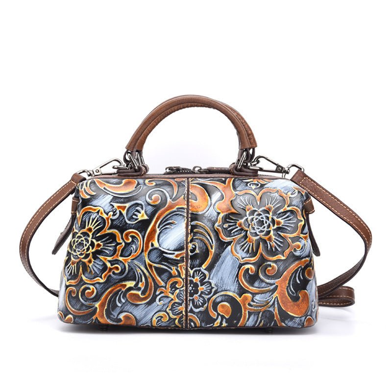 Handcrafted Leather Handbag with Personalized Print Top - Quality Cowhide | Stylish, Functional & One - of - a - Kind - SMARTMARTNZ