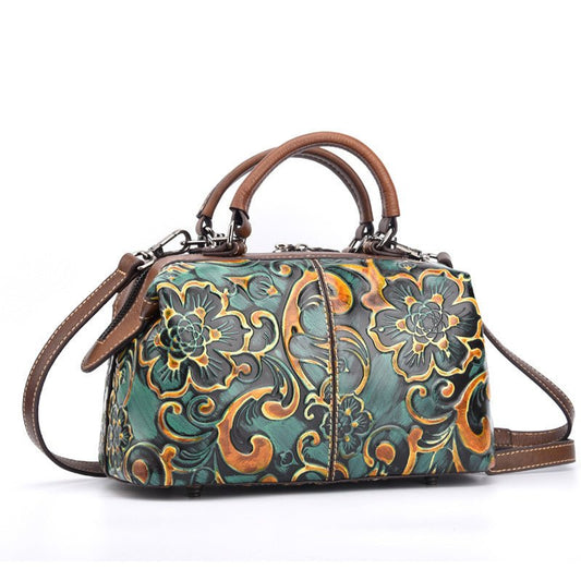 Handcrafted Leather Handbag with Personalized Print Top - Quality Cowhide | Stylish, Functional & One - of - a - Kind - SMARTMARTNZ
