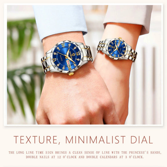 Hannah Martin Couple Watches – 2pcs/set Luxury Stainless Steel Waterproof Quartz Watches for Men & Women | Romantic Gift Set - SMARTMARTNZ