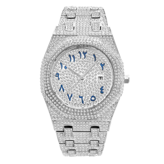 Hip Hop Full Diamond Arabic Quartz Watch – Luxury Street Style - SMARTMARTNZ