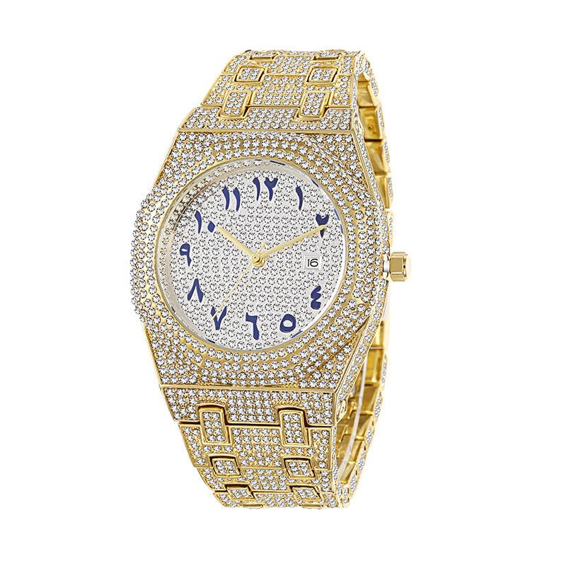 Hip Hop Full Diamond Arabic Quartz Watch – Luxury Street Style - SMARTMARTNZ