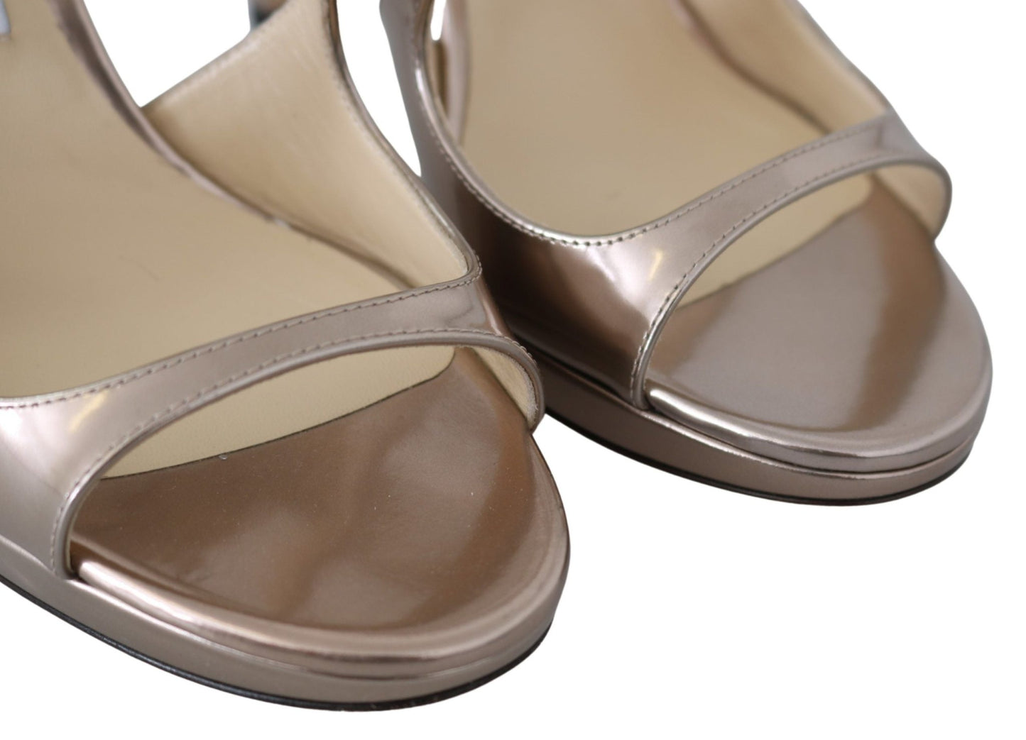 Jimmy Choo Ballet Pink Liquid Mirror Leather Sandals - SMARTMARTNZ