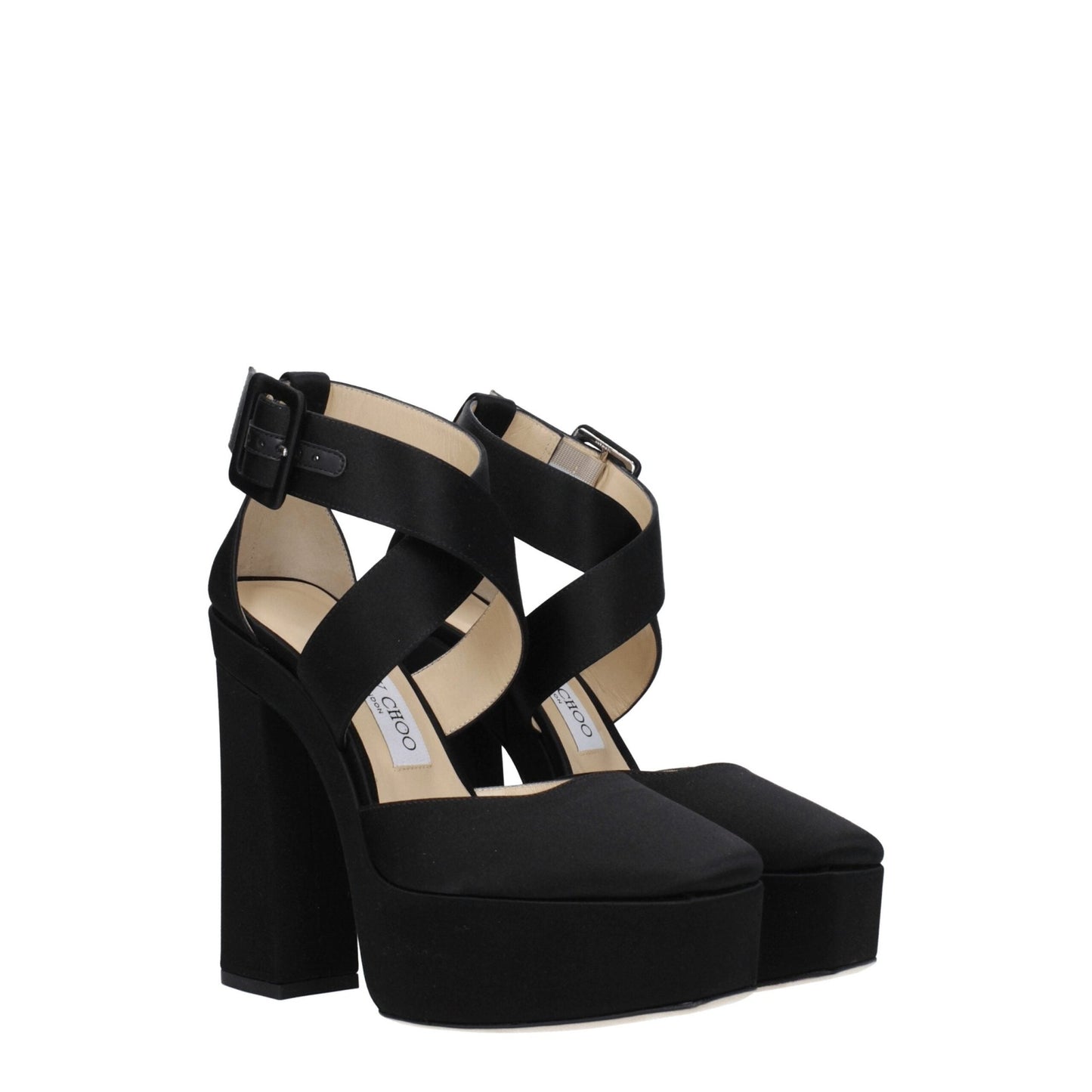 Jimmy Choo Black Satin Platforms - SMARTMARTNZ
