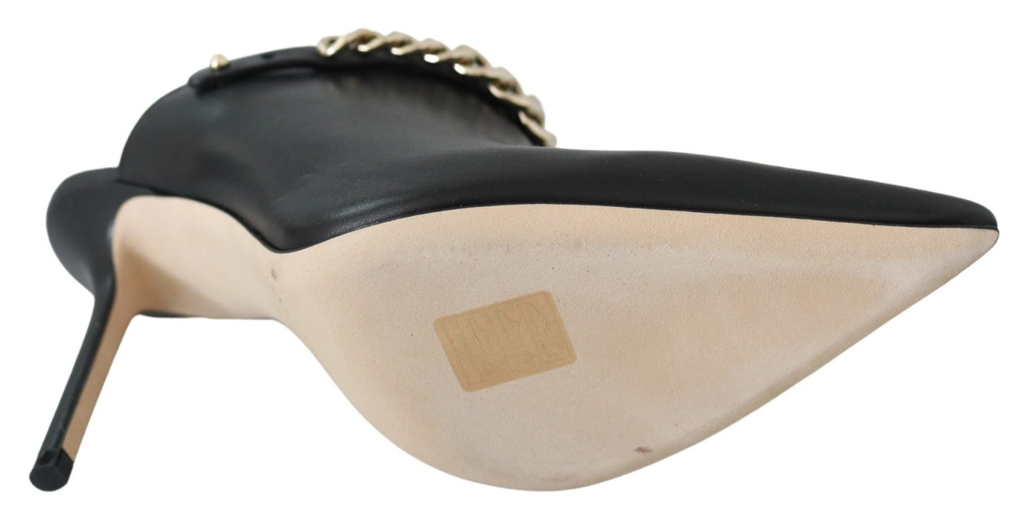 Jimmy Choo Elegant Black Gold Leather Pumps - SMARTMARTNZ