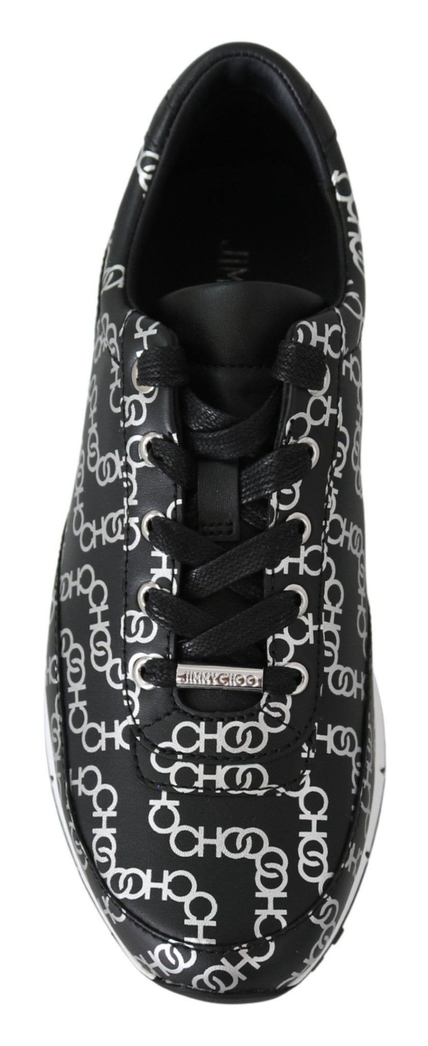 Jimmy Choo Elegant Black & Silver Leather Sneakers - SMARTMARTNZ