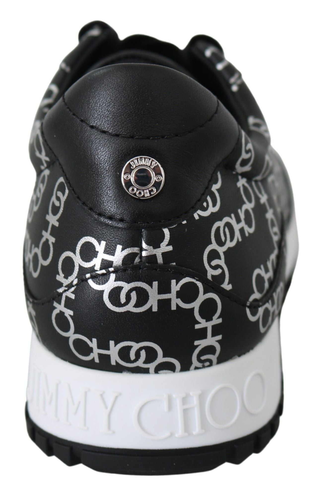 Jimmy Choo Elegant Black & Silver Leather Sneakers - SMARTMARTNZ