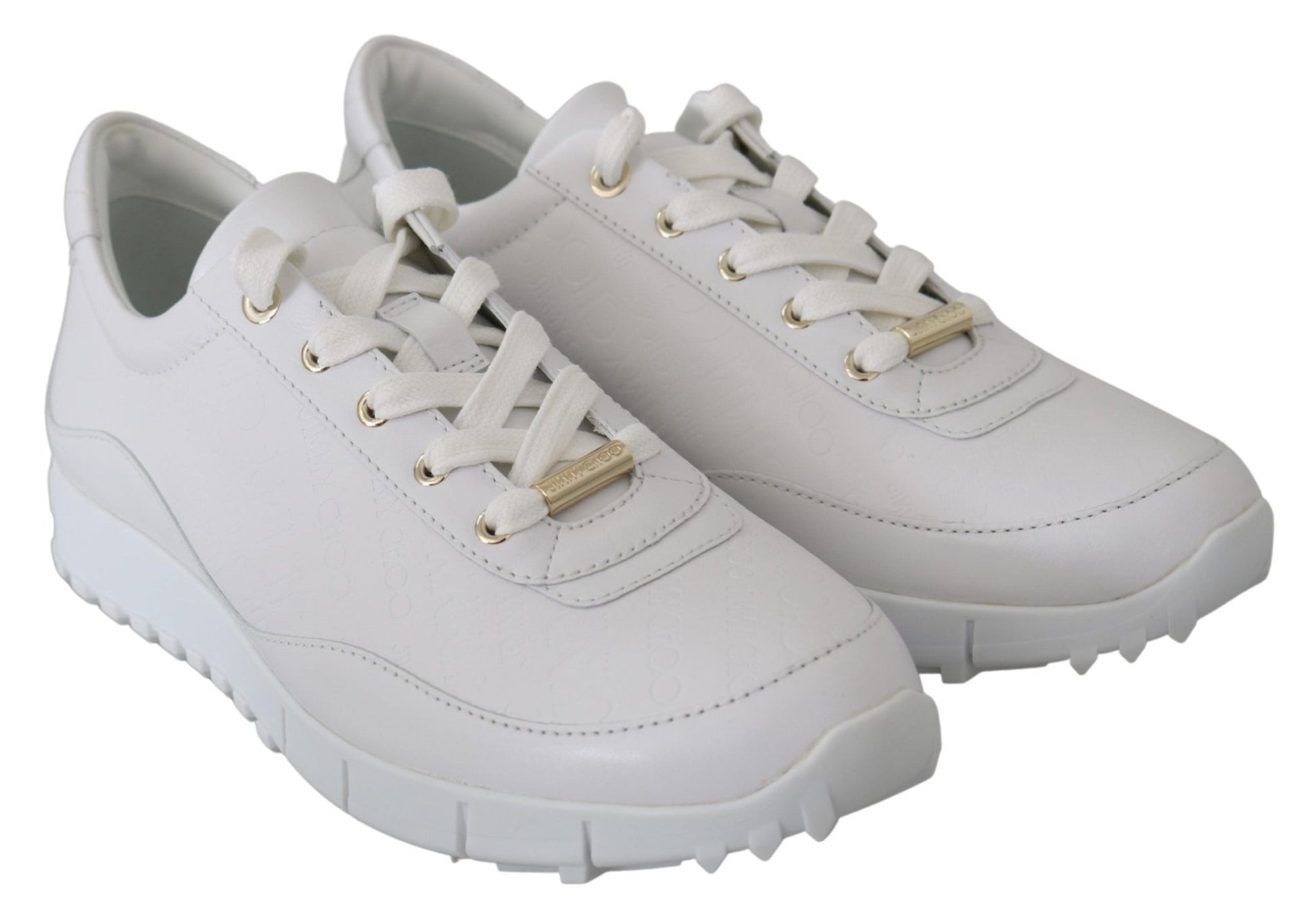 Jimmy Choo Elegant White Leather Sneakers - SMARTMARTNZ