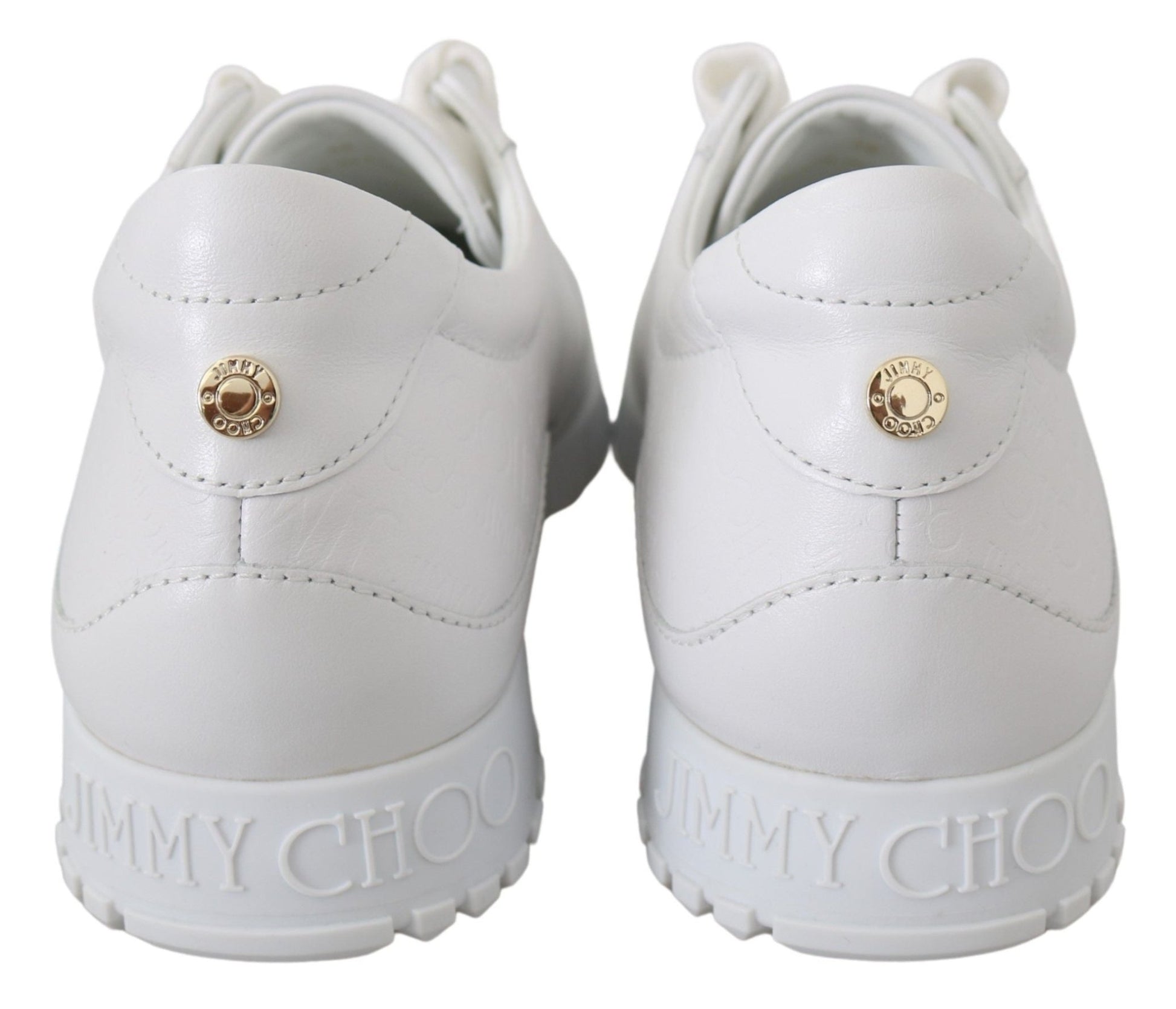 Jimmy Choo Elegant White Leather Sneakers - SMARTMARTNZ