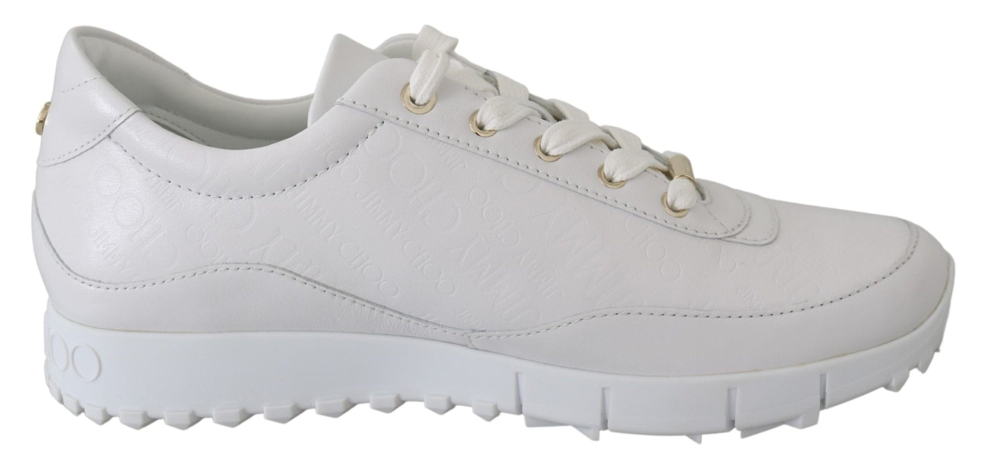 Jimmy Choo Elegant White Leather Sneakers - SMARTMARTNZ
