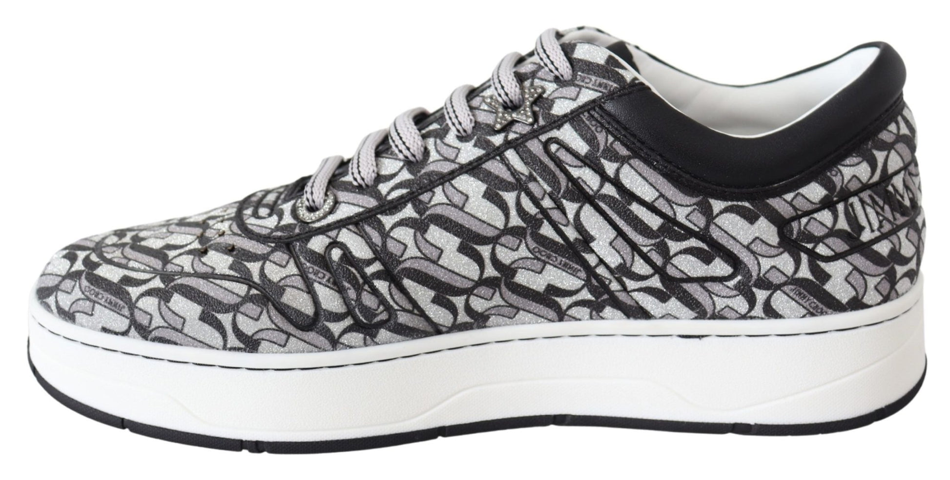 Jimmy Choo Glittering Slip - On Sneakers - Silver and Black - SMARTMARTNZ