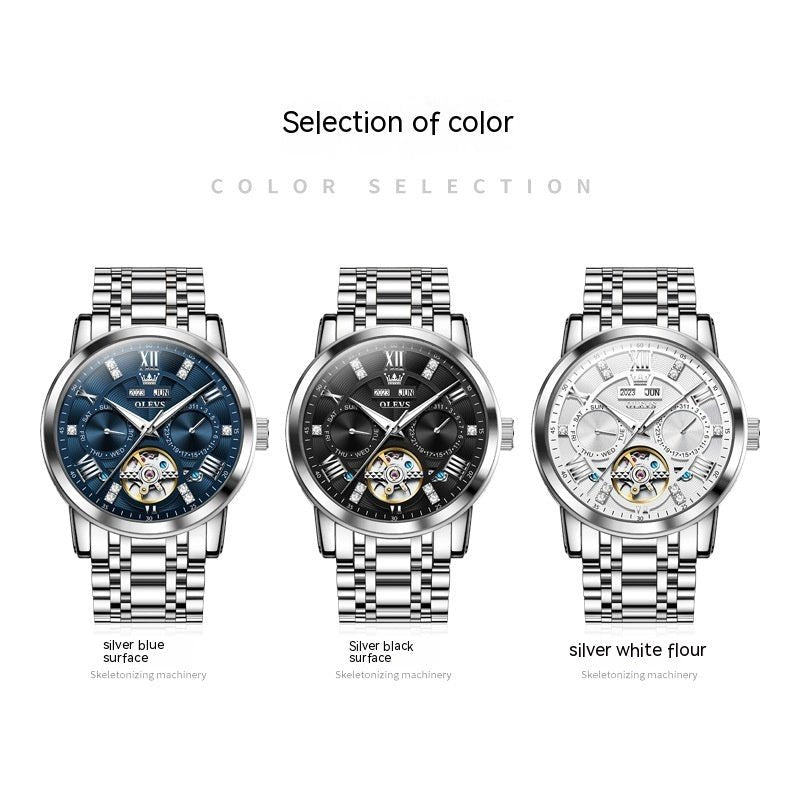 Luxury Men’s Mechanical Watch – Multi - Functional, Steel Belt, Business Classic - SMARTMARTNZ