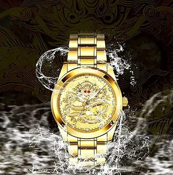 Men’s Gold Diamond Quartz Watch – Stainless Steel Gift - SMARTMARTNZ