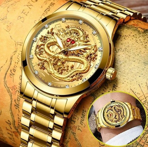 Men’s Gold Diamond Quartz Watch – Stainless Steel Gift - SMARTMARTNZ