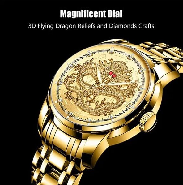 Men’s Gold Diamond Quartz Watch – Stainless Steel Gift - SMARTMARTNZ