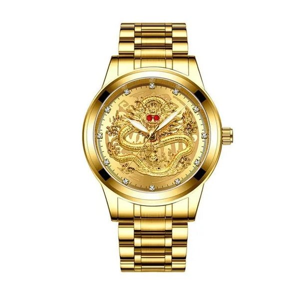 Men’s Gold Diamond Quartz Watch – Stainless Steel Gift - SMARTMARTNZ