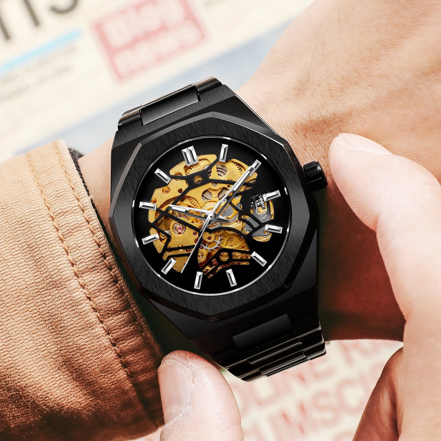 Men's Hollowed Fashion Casual Automatic Mechanical Watch - SMARTMARTNZ