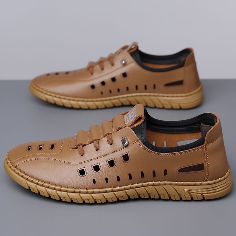 Men’s Leather Slip - On Sandals – Hollow & Breathablel - SMARTMARTNZ