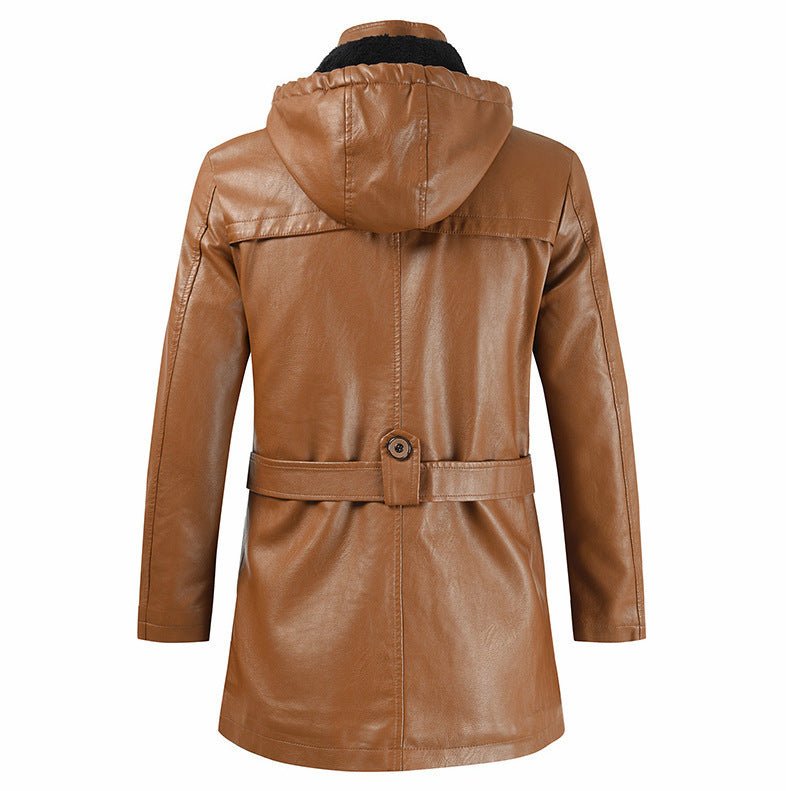 Men’s Mid - Length Leather Coat – Plus Size & Sleek Style - SMARTMARTNZ