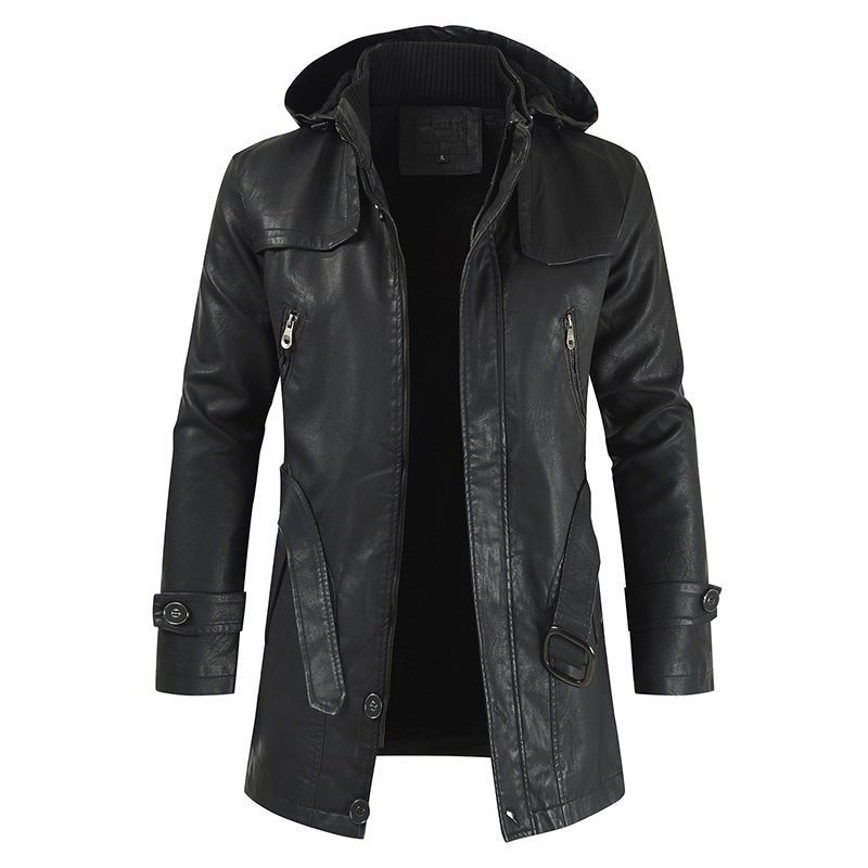 Men’s Mid - Length Leather Coat – Plus Size & Sleek Style - SMARTMARTNZ