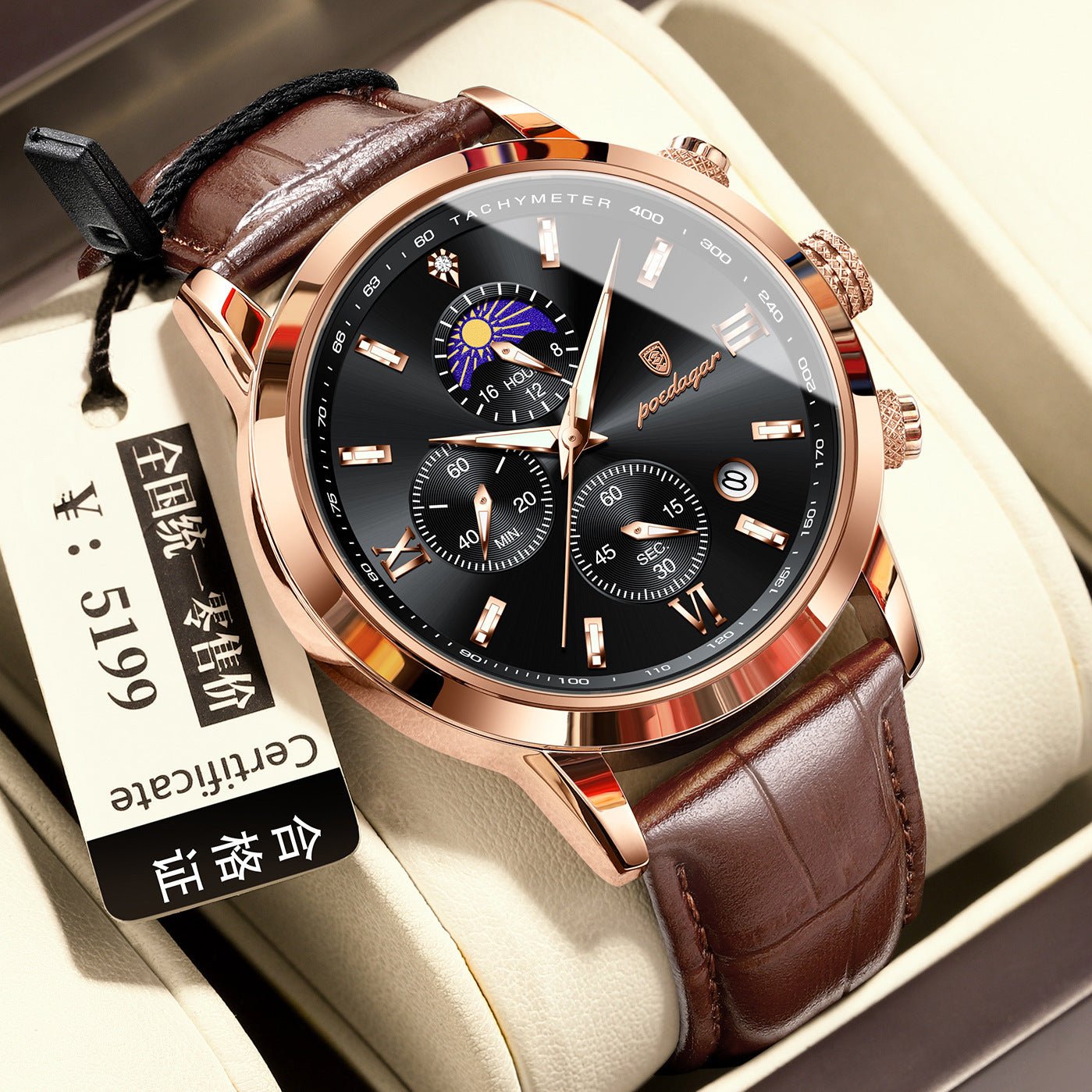 Men’s Multi - Function Moon Phase Watch - SMARTMARTNZ