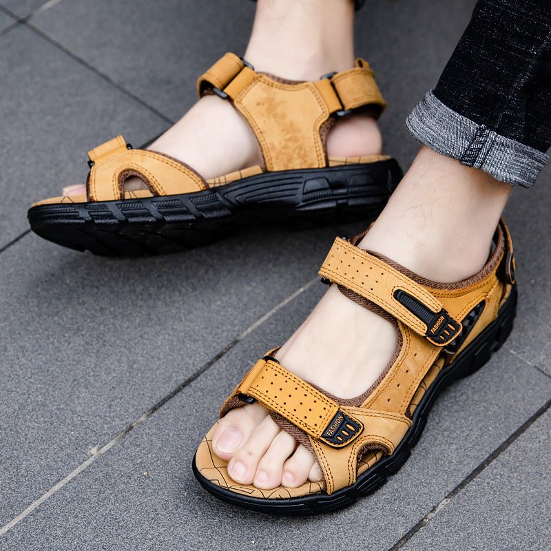 Men’s Outdoor Leather Sandals – Retro & Casual - SMARTMARTNZ