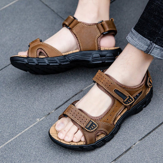 Men’s Outdoor Leather Sandals – Retro & Casual - SMARTMARTNZ