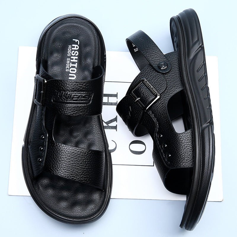 Men’s Soft Leather Beach Shoes – Casual with Latex Pad Cushioned Comfort | Stylish & Supportive for Summer Days - SMARTMARTNZ