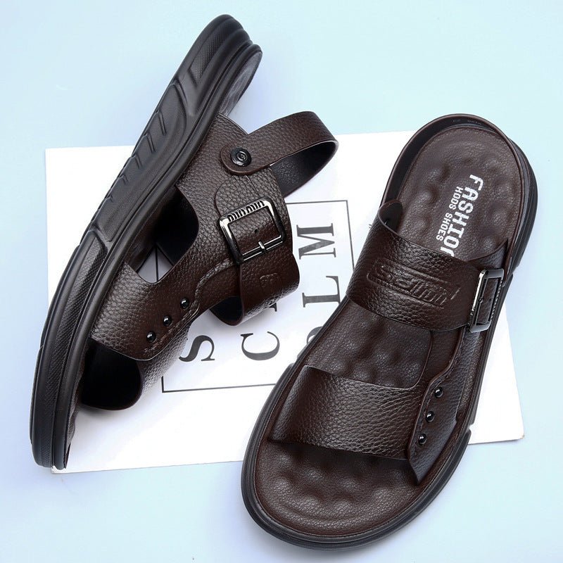 Men’s Soft Leather Beach Shoes – Casual with Latex Pad Cushioned Comfort | Stylish & Supportive for Summer Days - SMARTMARTNZ