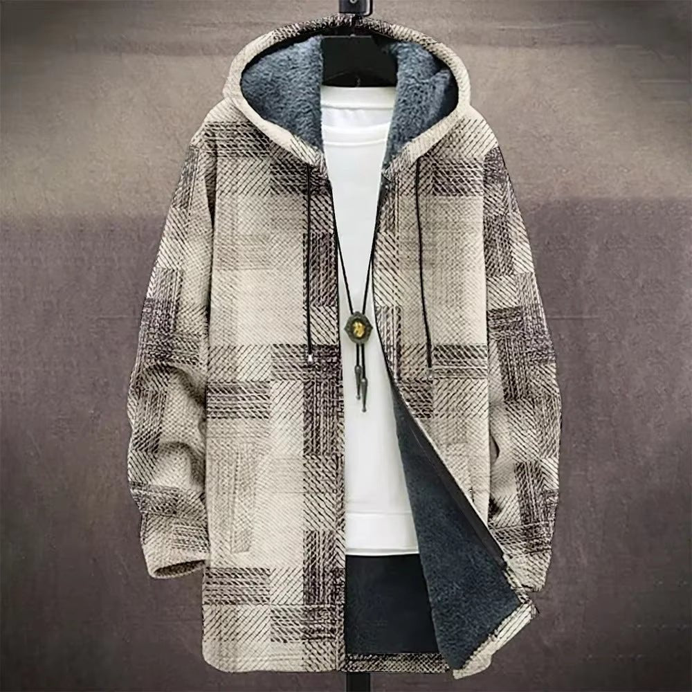 Men’s Trench Coat w/ Digital Printed Hoodie – Trendy Wear - SMARTMARTNZ