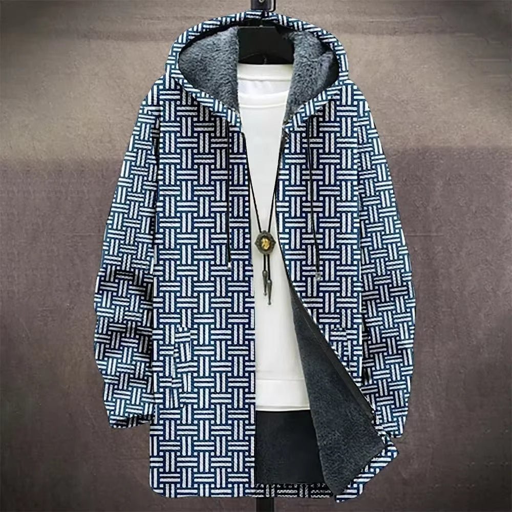 Men’s Trench Coat w/ Digital Printed Hoodie – Trendy Wear - SMARTMARTNZ